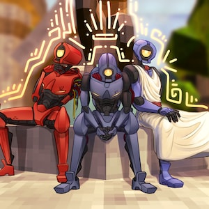 The Mechanical Trio V1, V2, & Mirage ULTRAKILL art print by akans