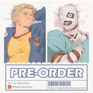 Captain Curly Mouthwashing PREORDER body pillow case Dakimakura Tribute Silk 50x150cm / 60x20" inches Designed by Miss Bozo