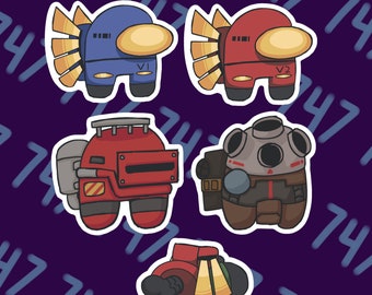 Among Us V1, V2, Gutterman, & Guttertank ULTRAKILL Die Cut Stickers Designed by 747shove
