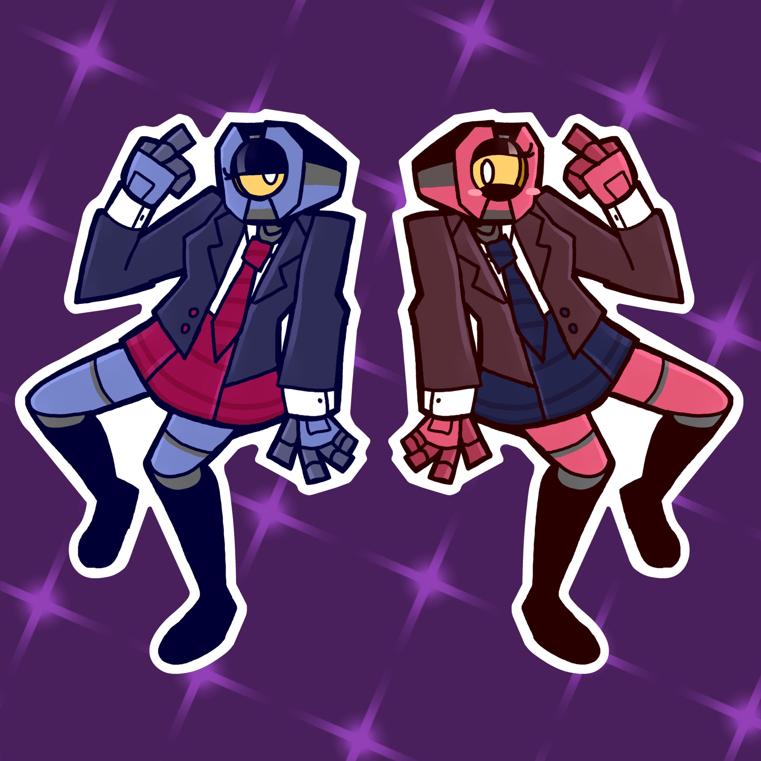 Mirage & V2 School Girl ULTRAKILL Sticker Designed by