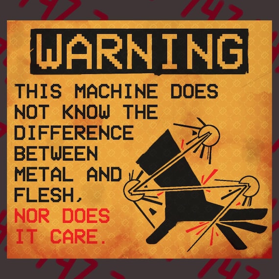 Machine Ricochet Warning Sticker ULTRAKILL Inspired Sticker Designed by 747shove