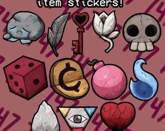The Binding Of Issac item stickers Designed by 747shove
