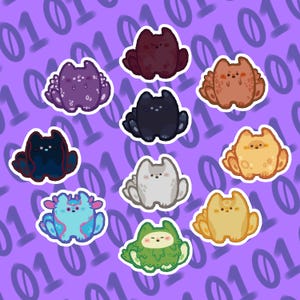 Assorted Rainworld Slugcats Survivor, Monk, Hunter, Artificer, Gourmand, Rivulet, Spearmaster, Sanit, Inv Nightcat sticker designed by Sch01