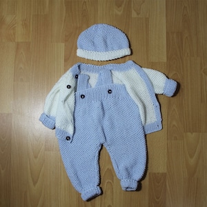 Blue Baby Cardigan Set, Knitted Baby Set