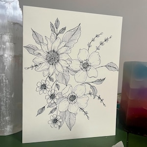 Cartões com design floral desenhados à mão - Cartões para o Dia das Mães