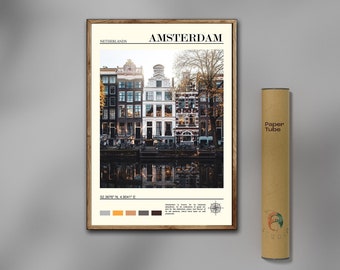 Impresión de Ámsterdam, Arte de la pared de Ámsterdam, Cartel de Ámsterdam, Foto de Ámsterdam, Cartel de Ámsterdam, Países Bajos, Foto real, Viajero, Arte de la ciudad