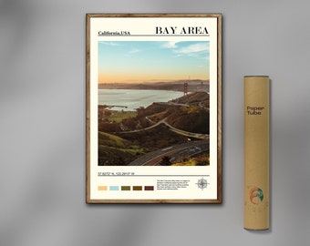 Bay Bereich Druck, Bay Bereich Wandkunst, Bay Bereich Poster, Bay Bereich Foto, Bay Bereich Poster Druck, Kalifornien, USA, digitale Ölfarbe