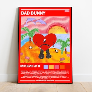 Bad Bunny New Poster | Un Verano Sin Ti Album Cover | Album Wall Art | Home Decor | Bad Bunny Music Gifts | Digital | High Quality