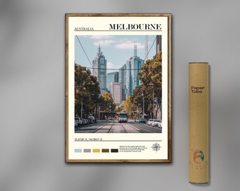 Impresión de Melbourne, Arte de la pared de Melbourne, Cartel de Melbourne, Foto de Melbourne, Cartel de Melbourne, EE.UU., Foto real, Viajero, Australia