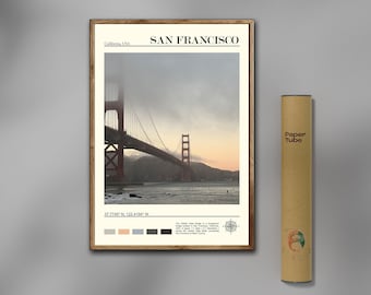 Impresión de San Francisco, Arte de la pared de California, Cartel del puente Golden Gate, Foto de San Francisco, Cartel de San Francisco, EE.UU., Foto real, Viajero,