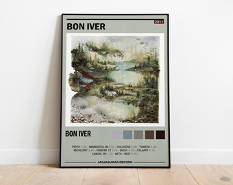 Bon Iver Poster | Bon Iver Album Cover | Bon Iver Album Wall Art | Home Decor | Music Gifts | Digital | High Led Zeppelin Music Bon Iver