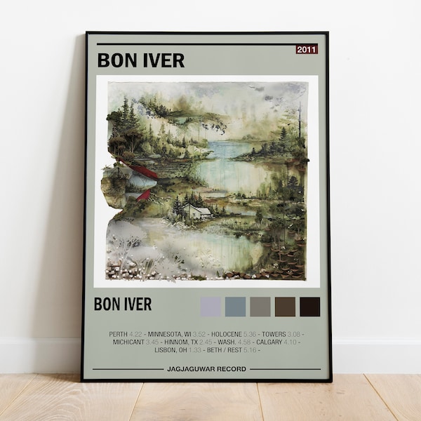 Bon Iver Poster | Bon Iver Album Cover | Bon Iver Album Wall Art | Home Decor | Music Gifts | Digital | High Led Zeppelin Music Bon Iver