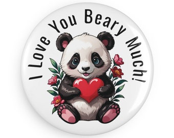 10pcs Cute Panda I Love You Beary Much! Button Magnets, Round , Valentine's Day Gift, Anniversary, Love, Friendship, Fridge, Metal Surface