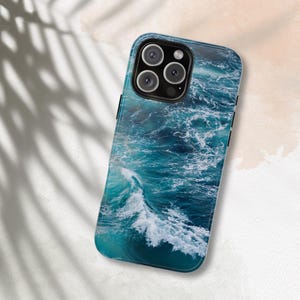 Ocean Waves Design iPhone Case, Water Ocean Design, Tough Case, Gift for Ocean Surf Surfing Lover iPhone 11 12 13 14 15 16 mini plus pro max