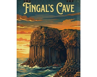 Fingal's Cave | Scottish Landmarks Rolled Posters | Scotland Landmark Prints, Travel Wall Art