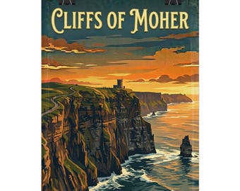 Cliffs Of Moher | Famous Irish Landmarks Rolled Poster | Ireland Travel Art, Scenic Landmark Prints
