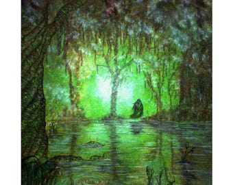 Swamp - Original Hand-Drawn Fantasy Art Print - No Ai