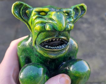Handcarved and handpainted goblin + accessories