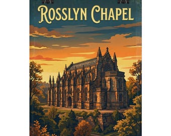 Rosslyn Chapel | Scottish Landmarks Rolled Posters | Scotland Landmark Prints, Travel Wall Art