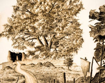 Oak Hill Standing Stones - Hand-drawn Fantasy Digital Download - No AI