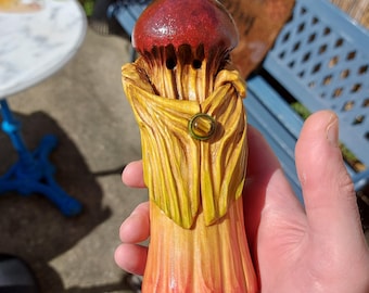 Handcarved and hand painted mushroom emissary #2