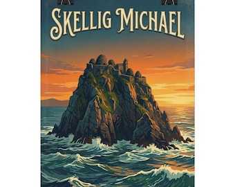 Skellig Michael | Famous Irish Landmarks Rolled Poster | Ireland Travel Art, Scenic Landmark Prints