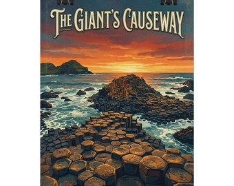 The Giant's Causeway | Famous Irish Landmarks Rolled Poster | Ireland Travel Art, Scenic Landmark Prints