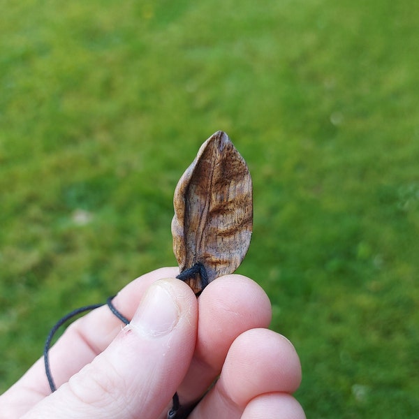 Handcarved walnut fallen leaf charm