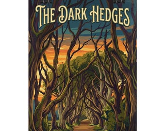 The Dark Hedges | Famous Irish Landmarks Rolled Poster | Ireland Travel Art, Scenic Landmark Prints