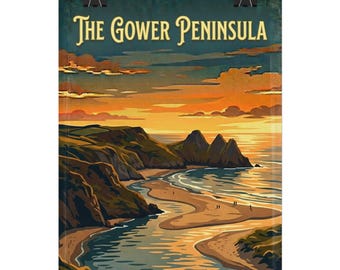 The Gower Peninsula | Welsh Landmarks Artwork Rolled Posters | Scenic Wales Landmark Prints