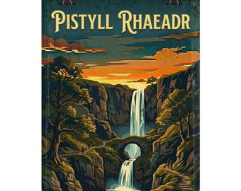 Pistyll Rhaeadr | Welsh Landmarks Artwork Rolled Posters | Scenic Wales Landmark Prints