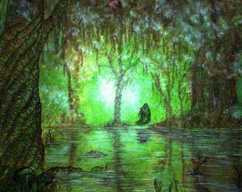 Swamp - Digital download for wallpapers, prints - Hand-drawn Dark Fantasy Artwork - No AI