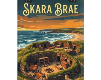 Skara Brae | Scottish Landmarks Rolled Posters | Scotland Landmark Prints, Travel Wall Art
