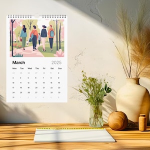 Calendar / wall calendar 2025 / monthly calendar / illustrated 12-month calendar / wall decor / art calendar / illustration
