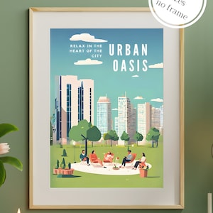 Urban Oasis Poster, Kunstdruck, Illustration, Wandkunst, Posterdruck