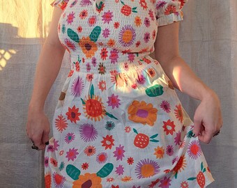 Vintage puffed sleeve mini dress