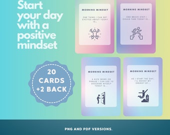 Morning Mindset Affirmation Cards, Positive Mindset Writing Prompts, Growth Mindset Gift. Printable