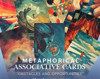Metaphorical Cards: Obstacles & Opportunities, Coaching and therapy tool, psychology, self reflection. PNG, PDF