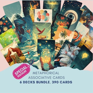 Cartes métaphoriques : lot de 6 jeux. 390 cartes MAC. Numérique et imprimable, PNG/PDF. Outil de coaching et de thérapie