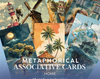 Metaphorical Cards "Home", Coaching and Therapy tool, Self-Reflection, Healing. Vibrant illustrations. PDF,PNG