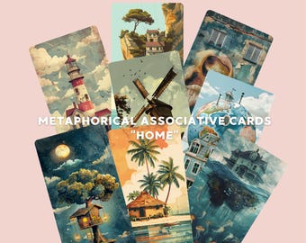 Cartes associatives métaphoriques "Home", Outil de coaching et de thérapie, Perspectives métaphoriques. PDF imprimable + PNG.