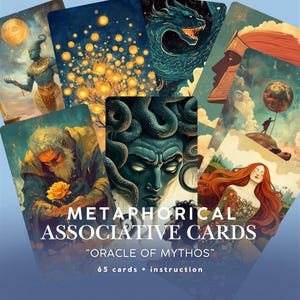 Metaphorische Karten, "Orakel des Mythos" Therapie und Coaching Tool (Digital PNG / PDF)