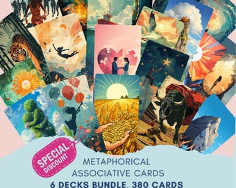 Metaphor Cards Bundle: 6 Decks Bundle 380 MAC PDF/PNG, Coaching and Therapy Tools.