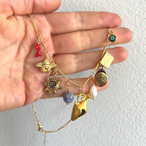 Vintage Gold Plated Charm Necklace: Italian Summer Jewelry