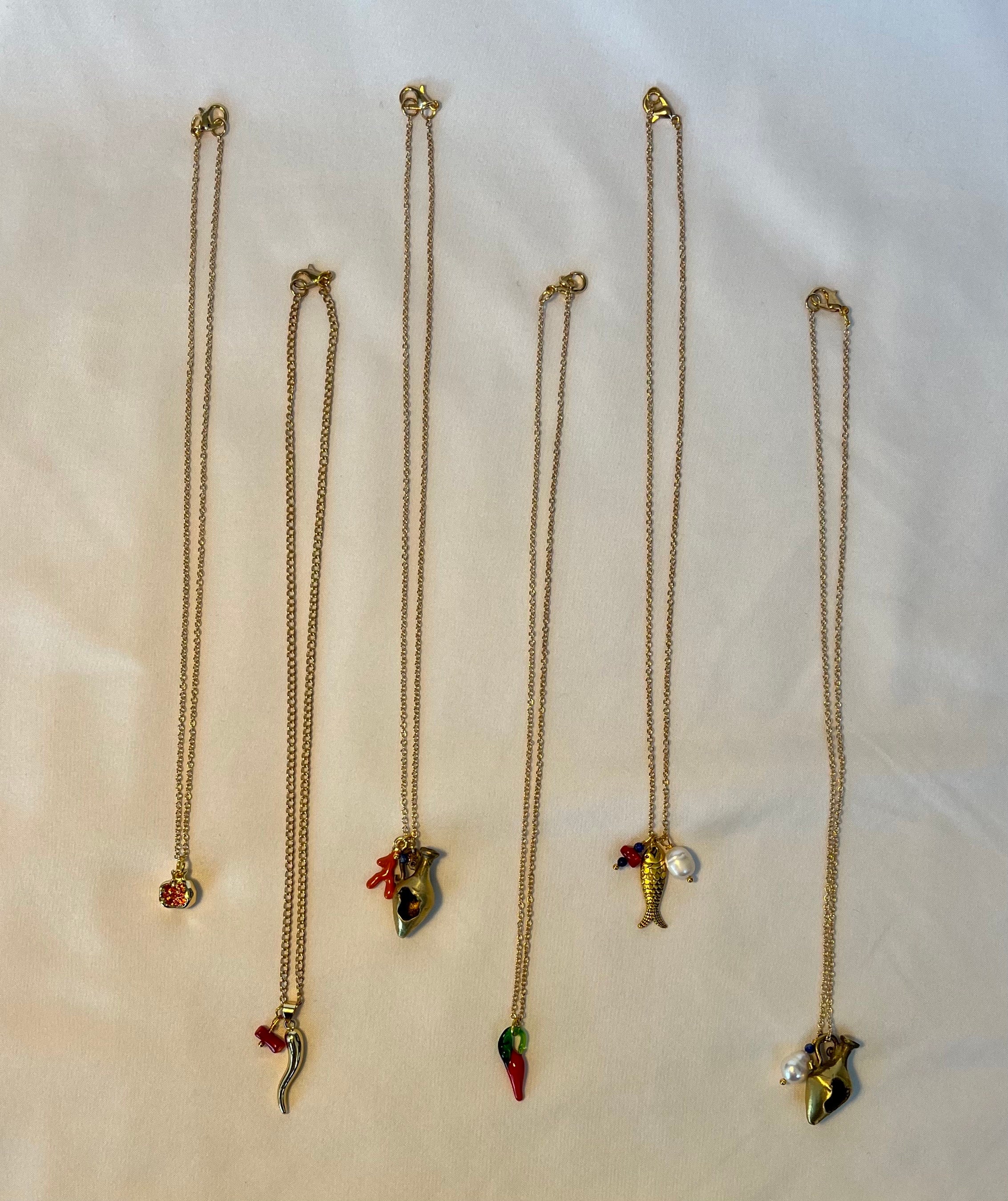 Red Chili Pepper Necklace Good Luck Charm Cornicello Necklace Italian Horn Pendant Necklace