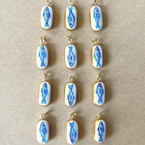 Handmade Clay Fish Charm Necklace – Lucky Sardine Pendant, Gold Filled Chain