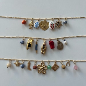 Custom Charm Necklace - Vintage Charm Necklace - Build Your Own Charm Necklace - Clay Charm Necklace - Chunky Gold Necklace