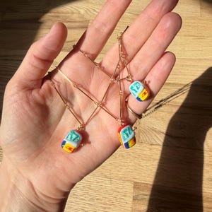 Handmade Sardine Tin Clay Charm Necklace – Gold Plated or Filled Chain