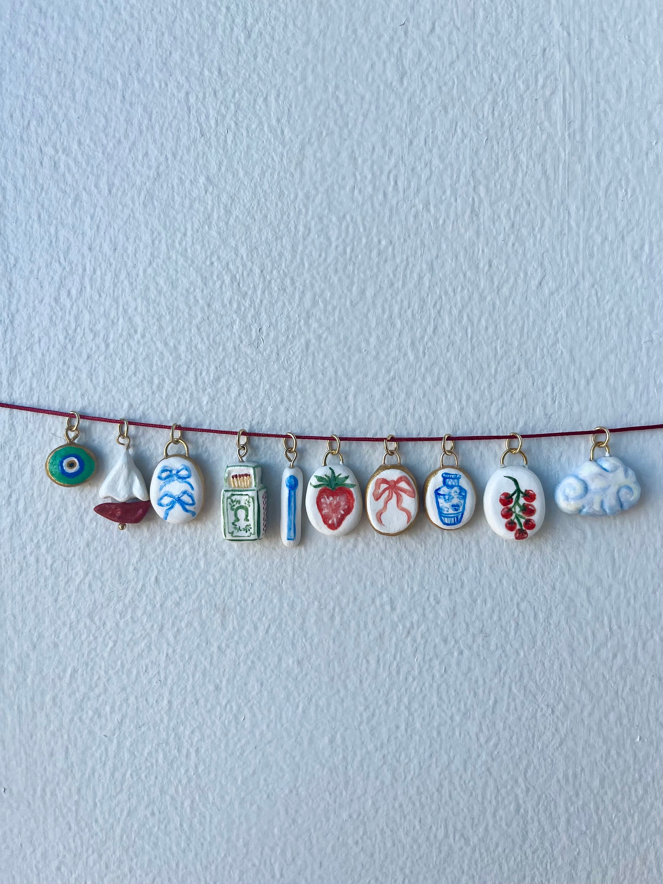 Handmade Clay Charms - Clay Pendants - Bow Charm - Matchbox