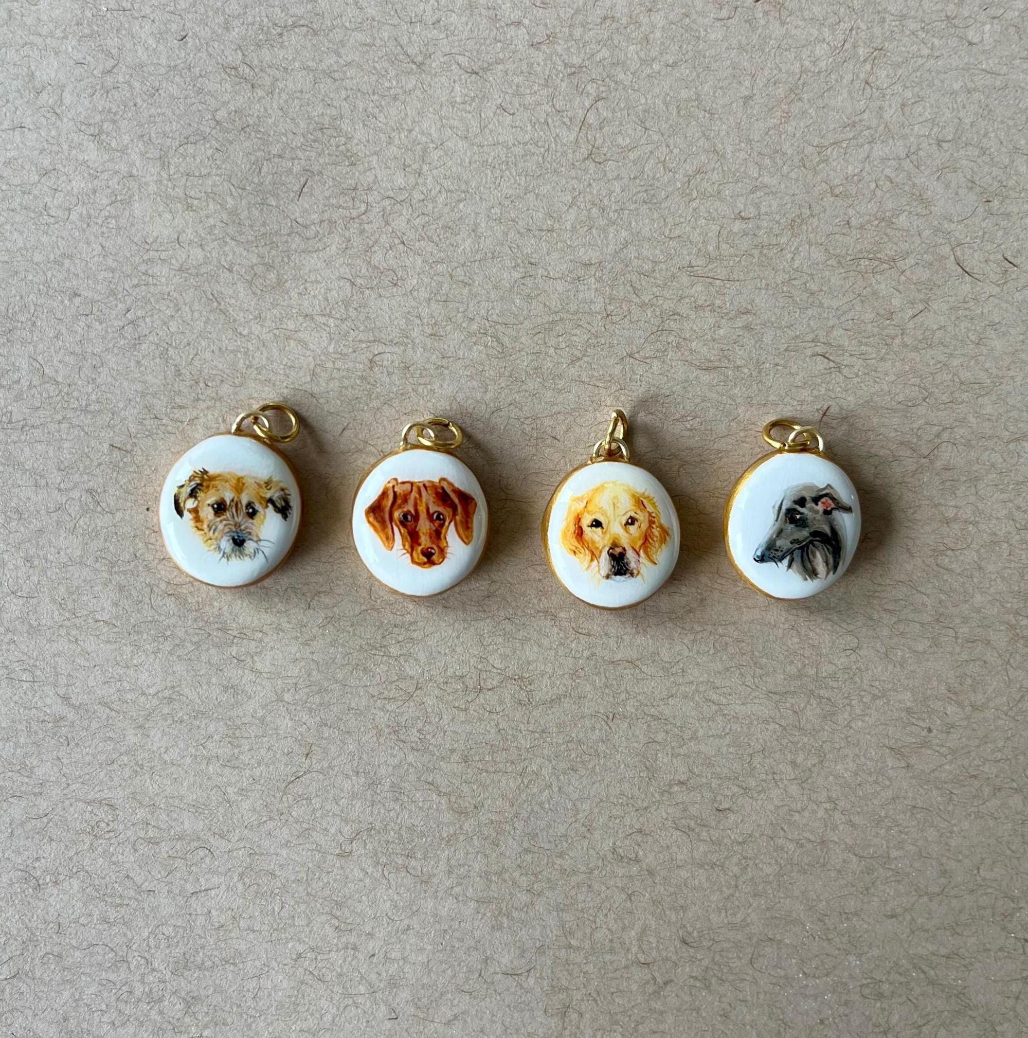 Hand-Painted Pet Portrait Necklace - Custom Dog or Cat Portrait Charm: Custom Clay Charm